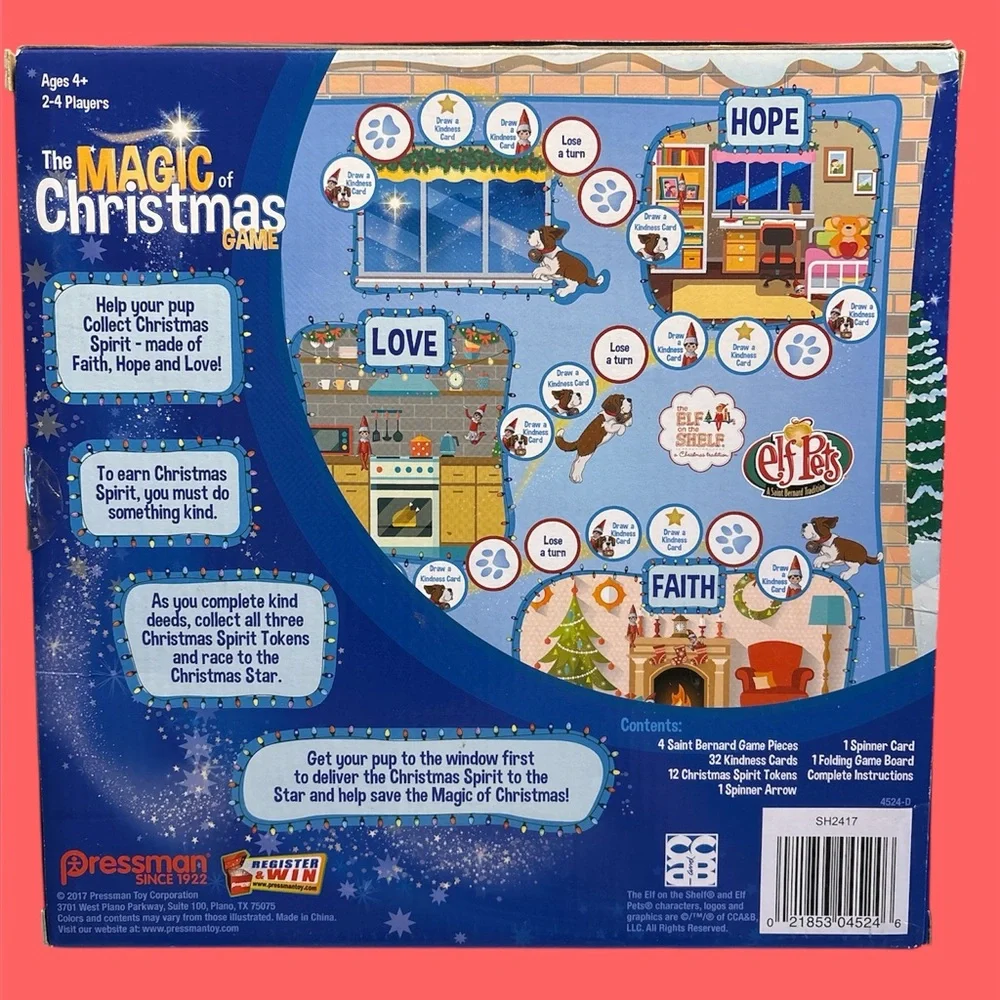 Elf Pets‎ The Magic of Christmas Board Game Ages 4+ Complete Pressman 2017 EUC